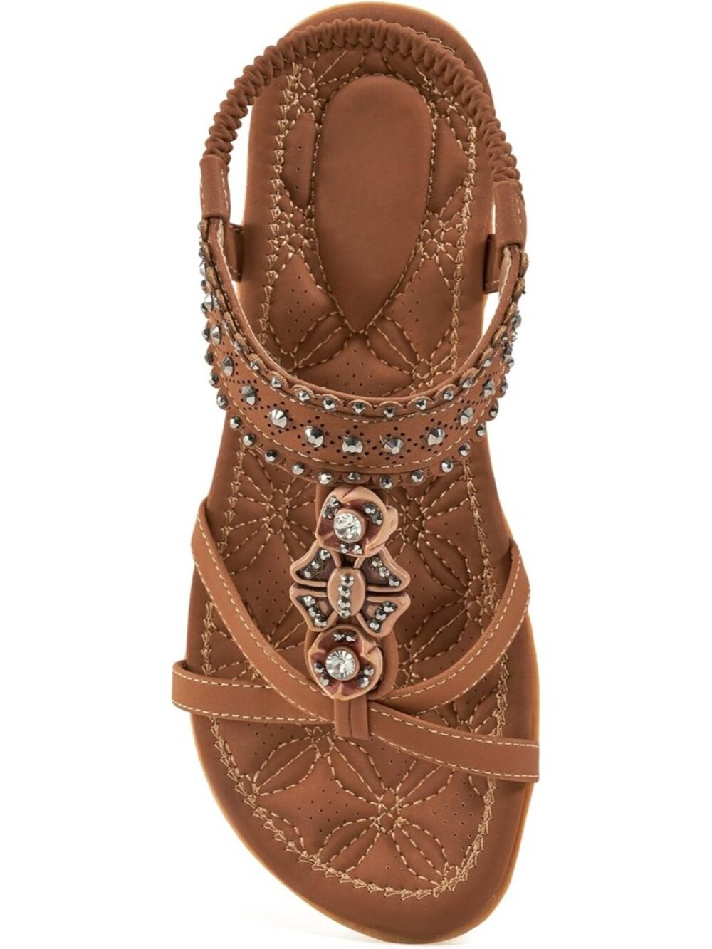 Women's Flat Sandals Walking Shoes Beach Brown Dressy Summer Bohemian Flats